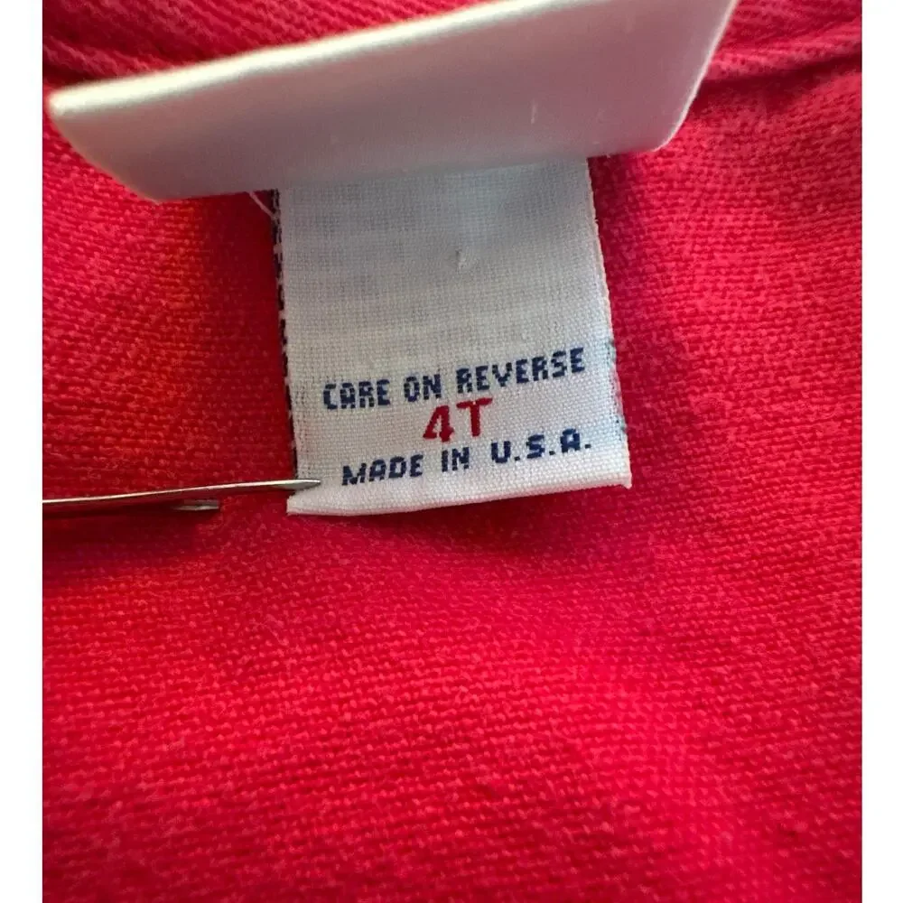 Vintage Osh Kosh Made in USA Denim Jumper Dress Pink Button Size 4T
